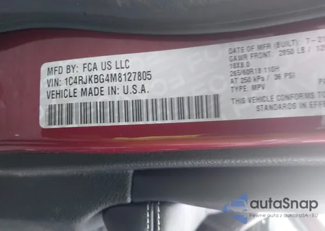 2021 Jeep Grand Cherokee L Limited 4X4 from USA, damaged, VIN 1C4RJKBG4M8127805